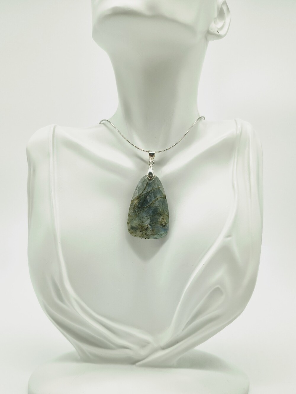Sterling Silver Faceted Labradorite Pendant Necklace